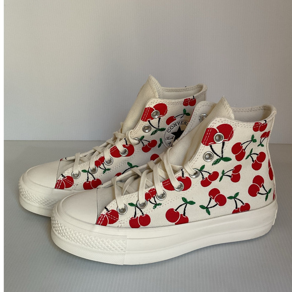 Converse Cherry Print Sneakers All Star Lift Platform Women’s 6.5 (37 EU) Trendy - Picture 3 of 11